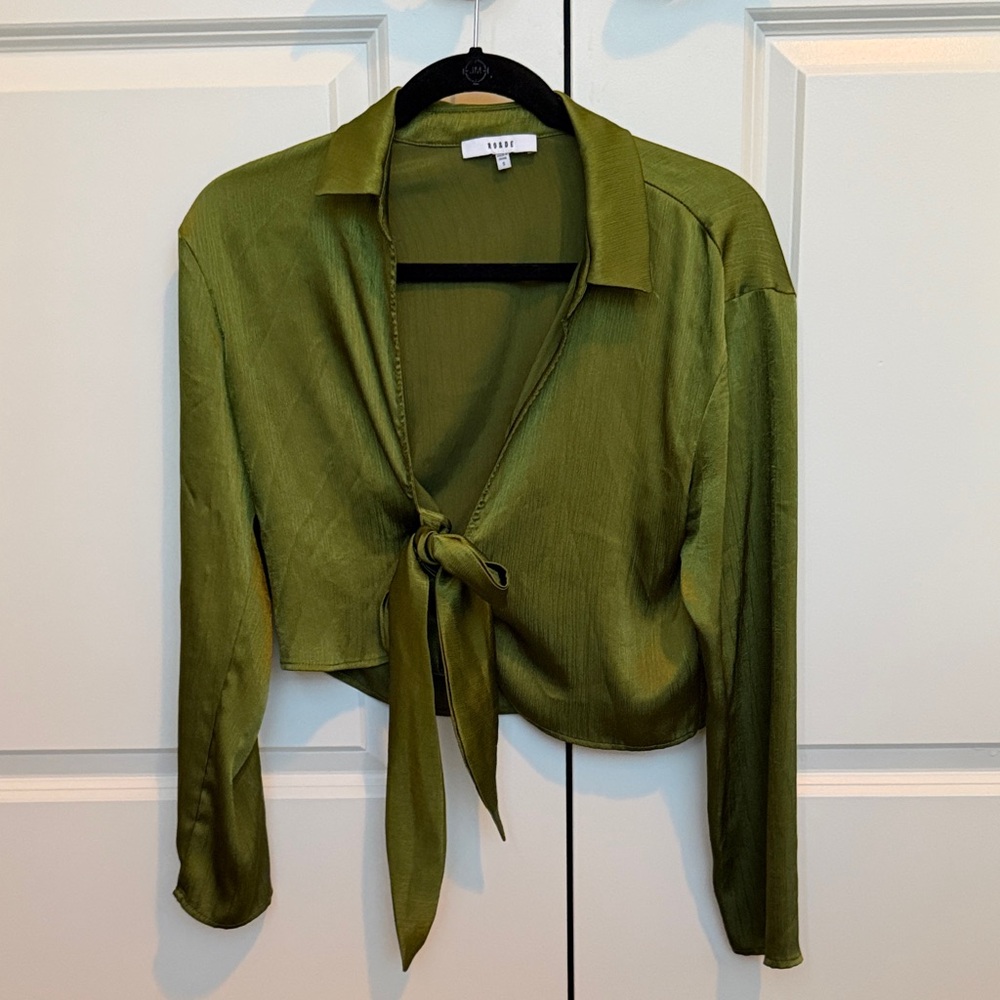 LAST CHANCE!  Ro & De Olive Tie-Front Blouse